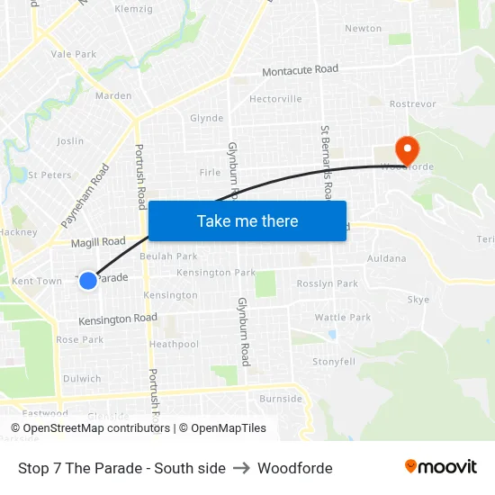 Stop 7 The Parade - South side to Woodforde map