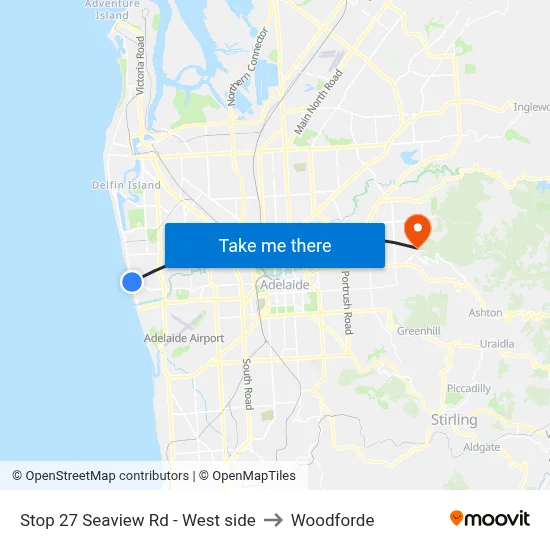 Stop 27 Seaview Rd - West side to Woodforde map