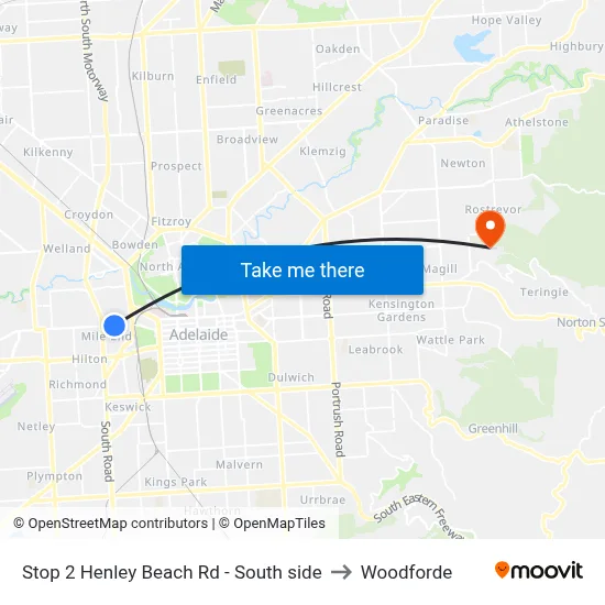Stop 2 Henley Beach Rd - South side to Woodforde map