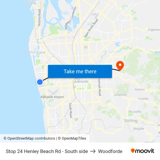 Stop 24 Henley Beach Rd - South side to Woodforde map