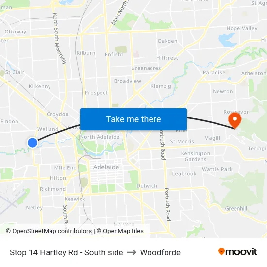 Stop 14 Hartley Rd - South side to Woodforde map