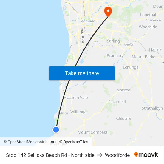Stop 142 Sellicks Beach Rd - North side to Woodforde map