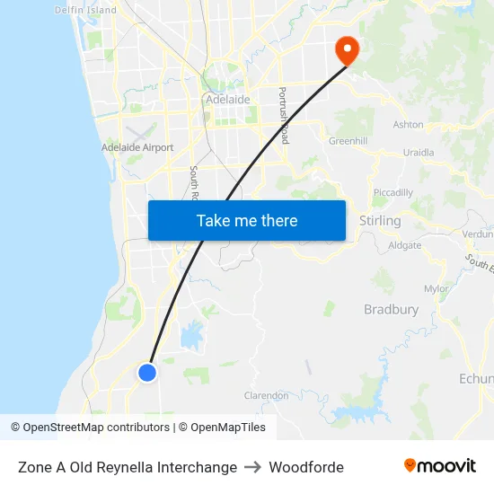 Zone A Old Reynella Interchange to Woodforde map