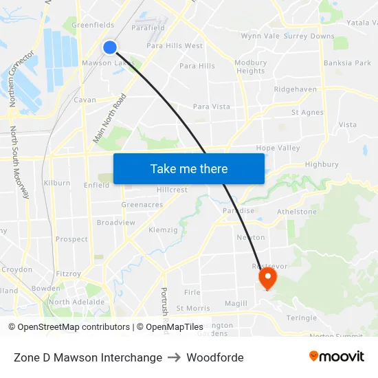 Zone D Mawson Interchange to Woodforde map