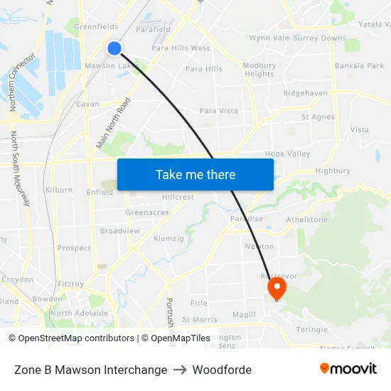 Zone B Mawson Interchange to Woodforde map