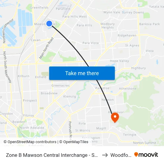Zone B Mawson Central Interchange - South side to Woodforde map