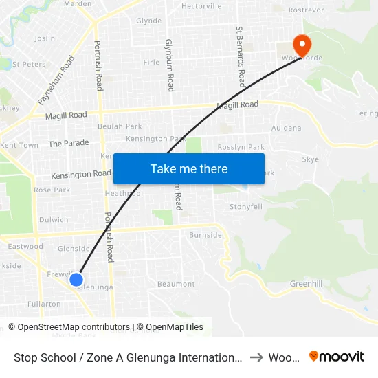 Stop School / Zone A Glenunga International High School Conyngham St to Woodforde map