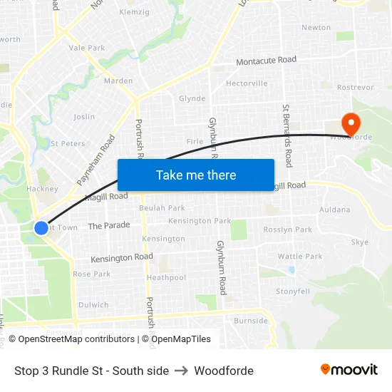 Stop 3 Rundle St - South side to Woodforde map