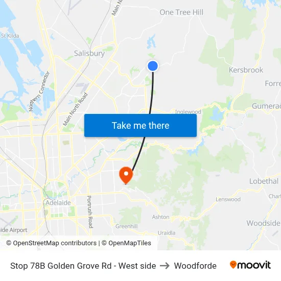 Stop 78B Golden Grove Rd - West side to Woodforde map
