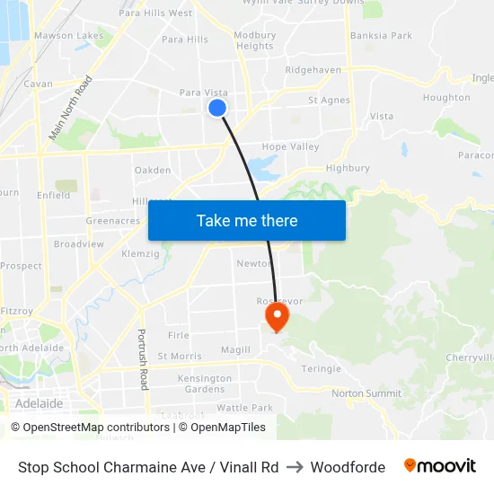 Stop School Charmaine Ave / Vinall Rd to Woodforde map