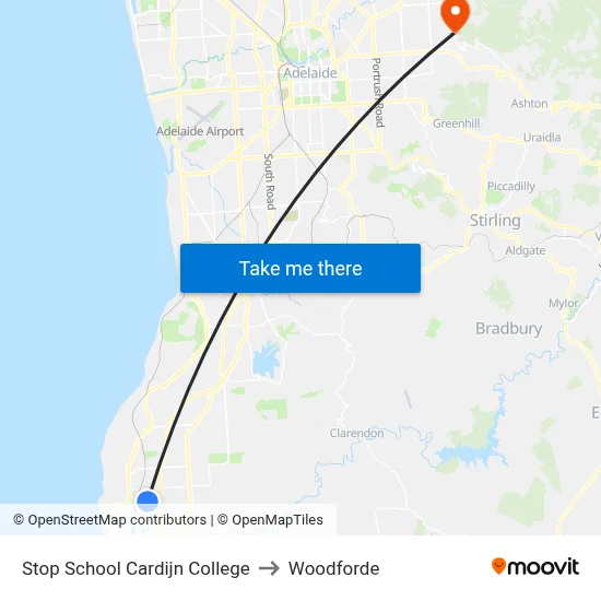 Stop School Cardijn College to Woodforde map