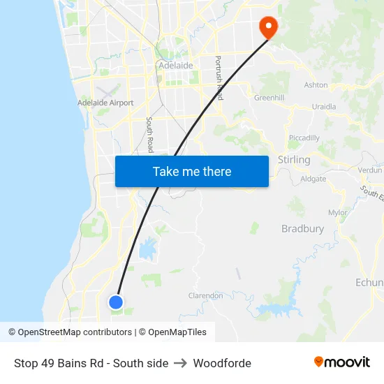 Stop 49 Bains Rd - South side to Woodforde map