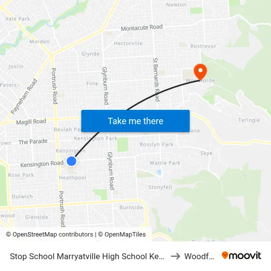 Stop School Marryatville High School Kensington Rd to Woodforde map