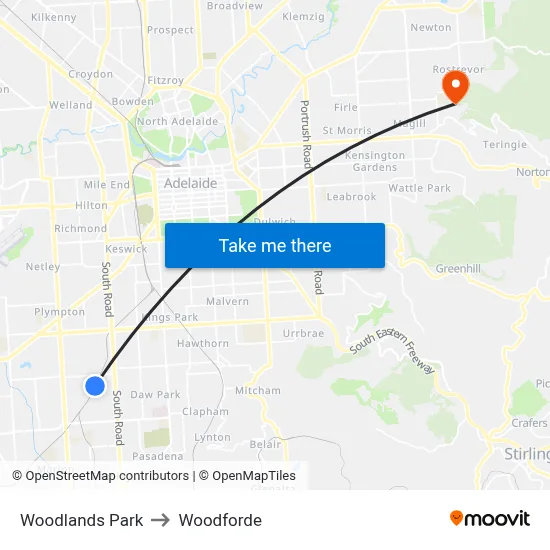 Woodlands Park to Woodforde map