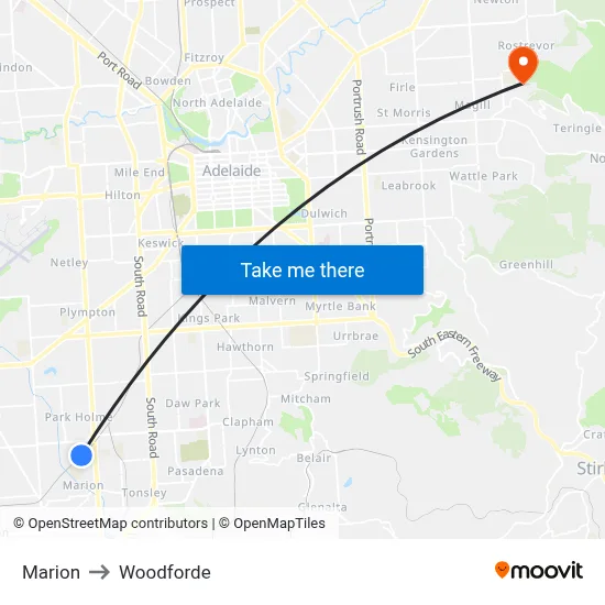 Marion to Woodforde map