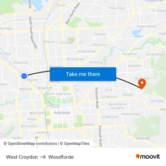 West Croydon to Woodforde map
