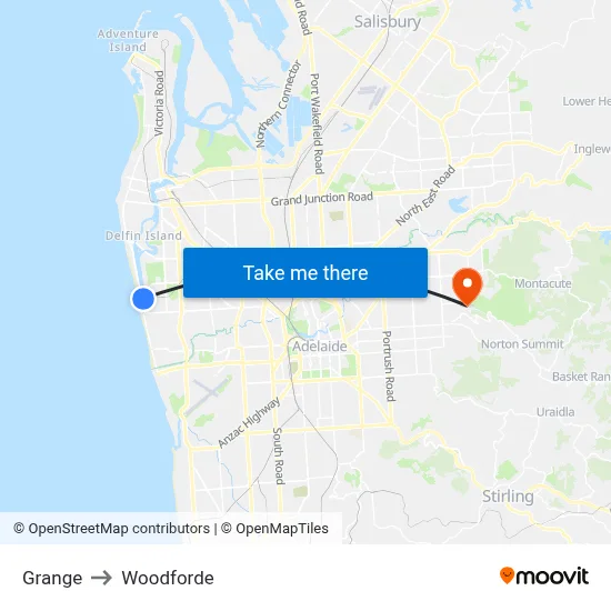 Grange to Woodforde map