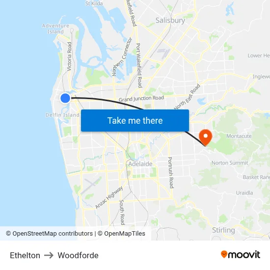 Ethelton to Woodforde map
