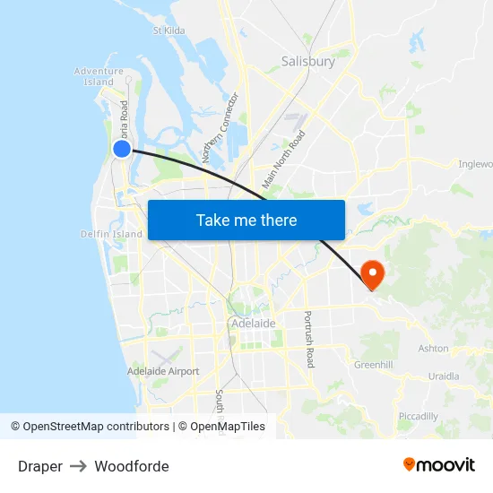 Draper to Woodforde map