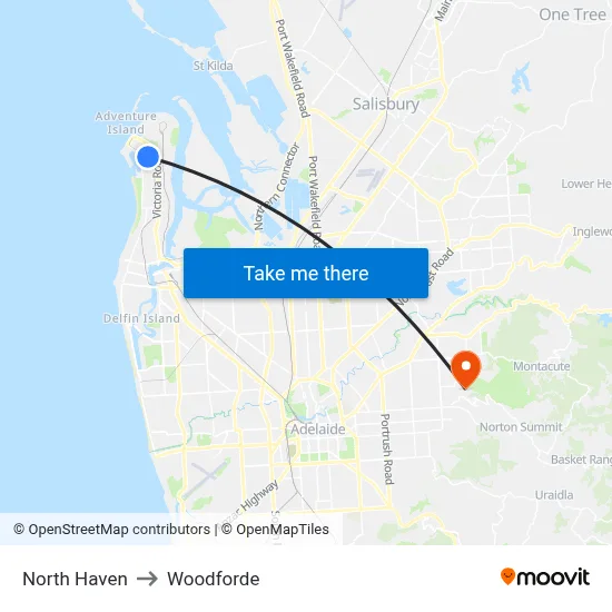 North Haven to Woodforde map