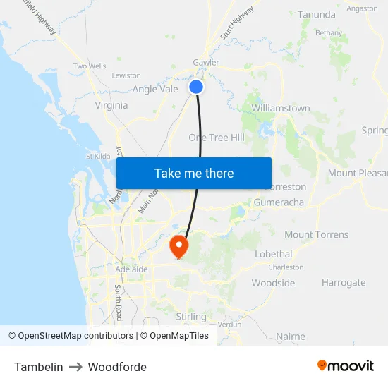 Tambelin to Woodforde map