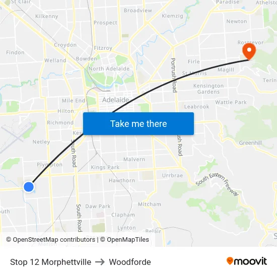 Stop 12 Morphettville to Woodforde map