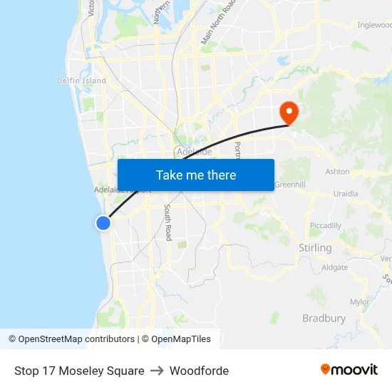 Stop 17 Moseley Square to Woodforde map