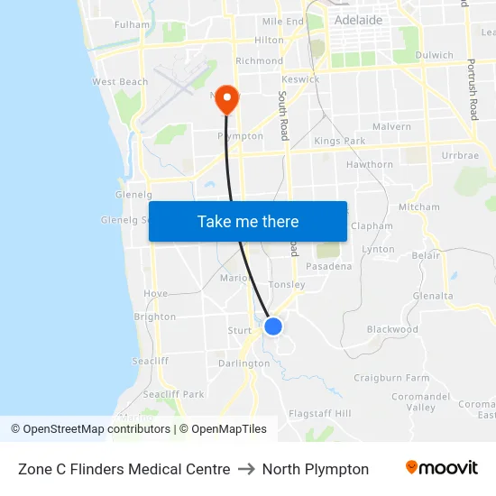 Zone C Flinders Medical Centre to North Plympton map