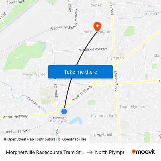 Morphettville Racecourse Tram Stop to North Plympton map