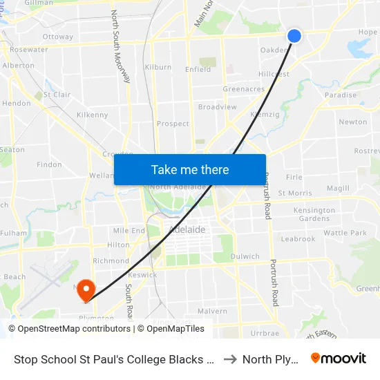 Stop School St Paul's College Blacks Rd - West side to North Plympton map