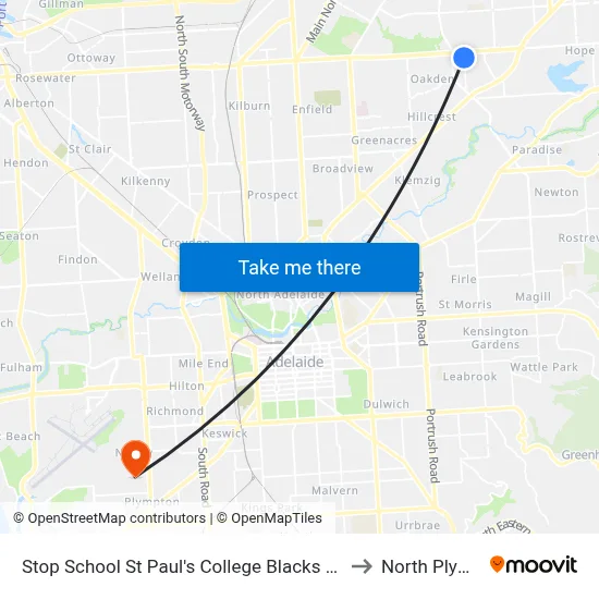 Stop School St Paul's College Blacks Rd - East side to North Plympton map
