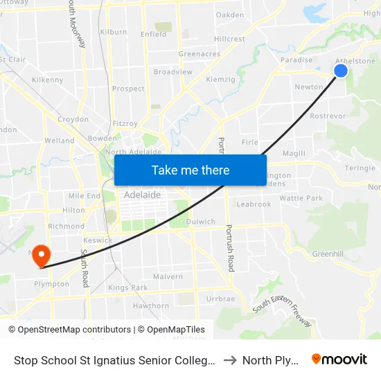 Stop School St Ignatius Senior College Manresa Ct to North Plympton map