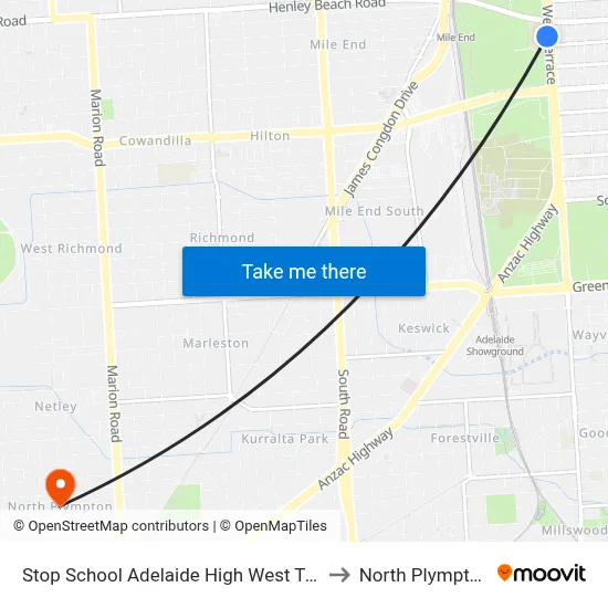 Stop School Adelaide High West Tce to North Plympton map