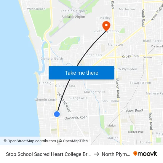 Stop School Sacred Heart College Brighton Rd to North Plympton map