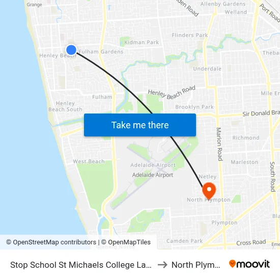 Stop School St Michaels College Lawrie St to North Plympton map