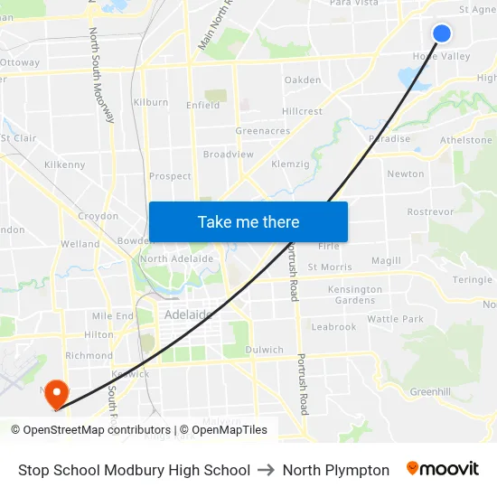 Stop School Modbury High School to North Plympton map