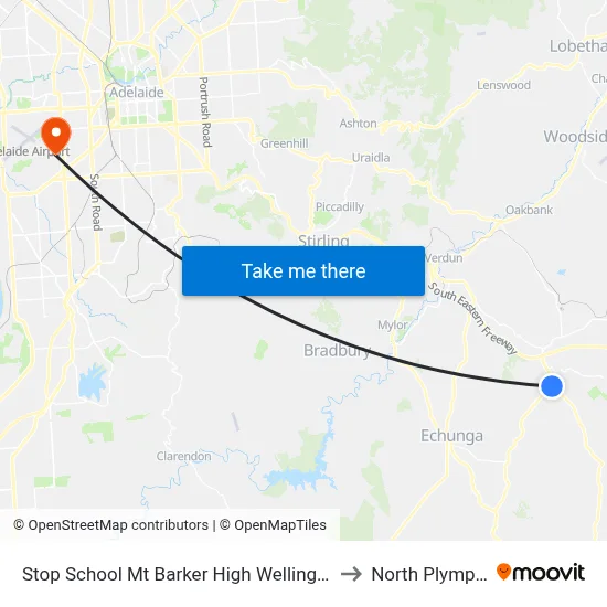 Stop School Mt Barker High Wellington Rd to North Plympton map