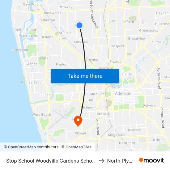 Stop School Woodville Gardens School Ridley Gr to North Plympton map