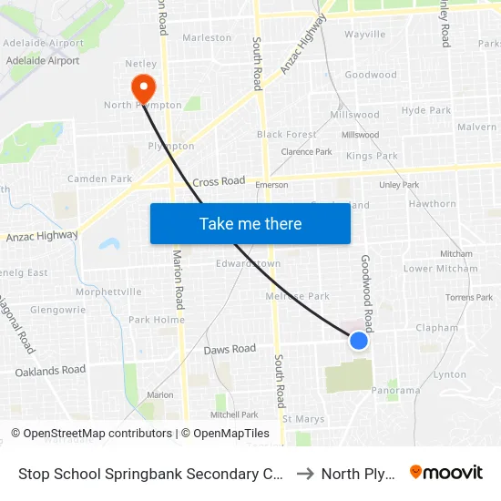 Stop School Springbank Secondary College Daws Rd to North Plympton map