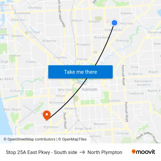 Stop 25A East Pkwy - South side to North Plympton map