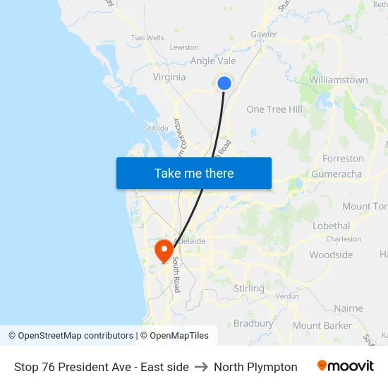 Stop 76 President Ave - East side to North Plympton map