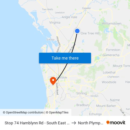 Stop 74 Hamblynn Rd - South East side to North Plympton map