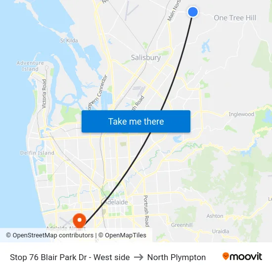 Stop 76 Blair Park Dr - West side to North Plympton map