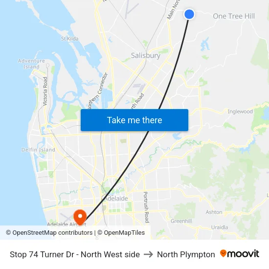 Stop 74 Turner Dr - North West side to North Plympton map