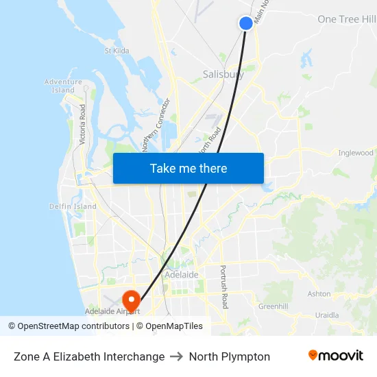 Zone A Elizabeth Interchange to North Plympton map