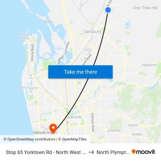Stop 65 Yorktown Rd - North West side to North Plympton map