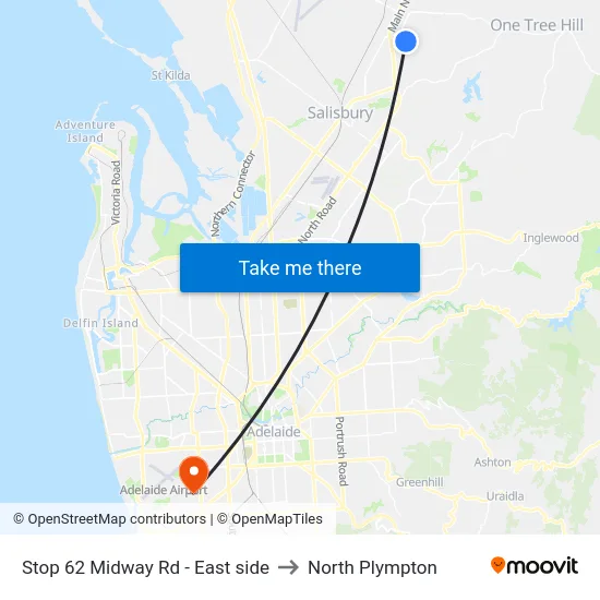 Stop 62 Midway Rd - East side to North Plympton map