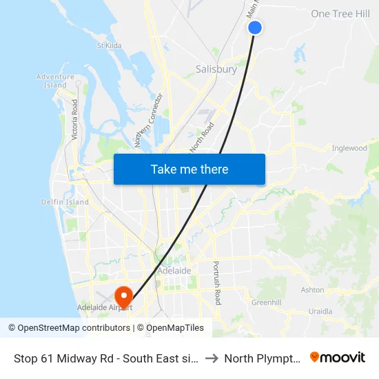 Stop 61 Midway Rd - South East side to North Plympton map