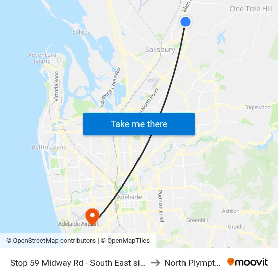 Stop 59 Midway Rd - South East side to North Plympton map