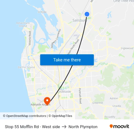 Stop 55 Mofflin Rd - West side to North Plympton map